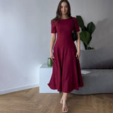 Plataz 2025 New Solid Color Collar Short Sleeve Zipper Casual Commuter Dress