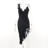 Plataz Sexy Deep V Sling Dress Body Show-Up Back Party Hottie Temperament Hip Skirt DJPT