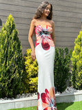 Plataz Positioning Print Medium Long Bag Hip Dress Sexy Breast Repair Dress Summer HZ0628