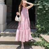 Plataz Break French Hanging Neck Dress Fairy Summer Temperament High-End Seaside Resort Beach Dress
