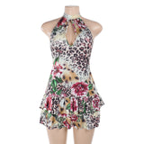 Plataz Sexy Bare Back Hanging Neck Dress Woman 2025 Holiday Hot Girl Hollow Skirt DJPT