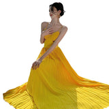 Plataz Dress Design Feel Seaside Vacation Side-By-Side Sling Beach Skirt To Ankle Long Gentle Wind