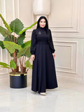 Plataz Muslim Solid-Colored Belt-Lending Dress Woman In Autumn 2024