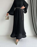 Plataz Muslim Folding Loose-Fashiony Sleek Solid-Colored Dress For Summer 2024
