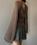 Plataz New Women's Temperamental Horny Knitted Top With Sexy Bare Back Sweater DJPT