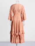 Plataz Holiday Dresses In The Wind 2025 Summer New V-Neck Embroidered Button High-Necked Dresses