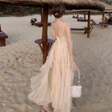 Plataz Dress Fairy Dress Long Summer Seaside Photo Clothes Holiday Super Fairy Haid With Sweet Sling Dress