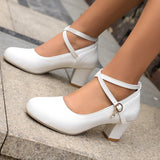 Plataz Shoes Spring And Autumn New Single Shoes Thick Heel High Heel Shoes Mary Jane Shoes Work Shoes Large Women's Shoes High Quality Shoes