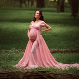 Plataz Women's Lace With Spinning Pregnant Women Floating Tail Fluttering Sleeves Photography Dress 1110 Maternity