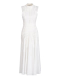 Plataz Style Dress 2025 Spring And Summer New Sleeveless Collar Sexy Lace Hollow Lotus Leaf Dress