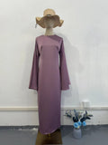 Plataz 2024 New Waist-Skinny Trumpet Sleeve Solid Color Temperament Dress Woman