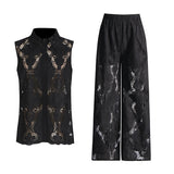 Plataz Literary And Art Casual Style Suit 2025 Spring New Collar Embroidered Sleeveless Shirt Trousers Two Sets Of Women