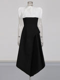 Plataz Famous And Famous Dress Dress 2025 Spring New Black And White Bumpy Removable Cloak Open-Fork Solid Color Dress