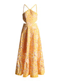 Plataz Babes 2025 New High-End Feeling Hanging Neck Sling Belt Hollow Print Dress In The Female