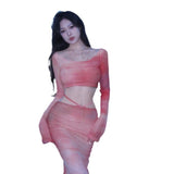 Plataz New Beach Beach Skirt Dizzy Blouse Dress Body-Buttered Hip Skirt Set Holiday Dress