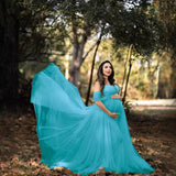 Plataz Women's Silk Cotton With Chiffon Pregnant Women Floating Tail Fluttering Sleeves Of The Dress Photo Dress 1209 Maternity