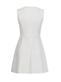 Plataz Elegant Wind Vest Dress 2025 Summer New Round Neck Nail Diamond Flowers Solid Color Short Dress Dress Woman