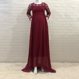 Plataz Woman Sexy Front Circle Long-Sleeved Flowers L Splicing Chiffon Skirt Pregnant Woman Photo Skirt 1174 Maternity