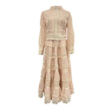 Plataz Court Retro Style 2025 Summer New Round-Neck Lantern Sleeve Shirt Plaster With Half-Dress Suit Woman