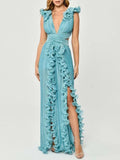 Plataz High-Sensing Dress Woman 2025 New Deep V-Neck Hollow Open Fork Dress Dress Dress