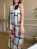 Plataz Fashion Round-Neck Geometric Casual Temperament Sleeveless Dress In Summer 2024