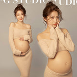 Plataz New Film Studio Pregnant Women's Clothing Big Belly Knitting Set Sexy Home Style Photography Art Photos At Home Maternity