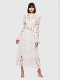Plataz Of Australian Niche Brand Hollow Lace Trumpet Sleeve Goddess Temperament Long Dress Autumn