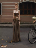 Plataz Thoracic Fish Bone Dress Tied With Waste Soil Breeze Niche Design Thin Temperament Dress Dress HZ0628