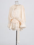 Plataz Elegant Vintage Style Dress 2025 New Hot-Sold Collar With Shoulder Long Sleeve Short Dress