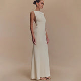 Plataz 2025 New Solid-Color Sleeveless Roll-Free Backpack Hip Dress