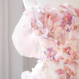 Plataz Flower Evening Dress 2025 New Bridal Toast Dress Shoulder Senior Art Exam Host Dress Woman