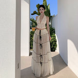 Plataz Tourism Holiday Wear Design Atmosphere Folded Neck Vest Half-Dress Suit