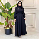 Plataz Muslim Solid-Colored Belt-Lending Dress Woman In Autumn 2024