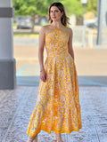 Plataz Babes 2025 New High-End Feeling Hanging Neck Sling Belt Hollow Print Dress In The Female