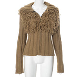 Plataz Women's Autumn New Solid Color Zipper Wool-Knitted Cardigan Jacket DJPT