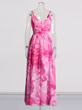 Plataz Elegant Style Dress 2025 New High-End Hanging Neck Ribbon V-Neck Print Inside The Dress