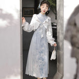 Plataz Design Frosting Chinese Wind Improvement Chinese Elements Cheongsam Half Skirt Set 8908