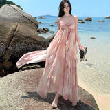 Plataz Holiday Hanging Neck Pink Dress Beach Dress Chiffon Slings Holiday Dress Dress Dress Dress Dress Dress Woman