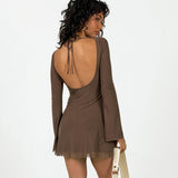 Plataz Women's Solid Color Double-Layer Mesh Yarn Behind The T-Shirt With A Short Skirt DJPT