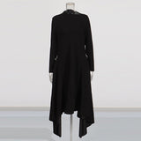 Plataz Asian Temperament Elegant Wind Collar Long Sleeve Irregular Dress 2025 New Solid Broad Ass Dress Women Summer