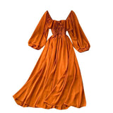 Plataz Tender Wind Dress Autumn 2025 New Female Vintage Fangzi Bubble Bubble Sleeve Chiffon Dress DJPT