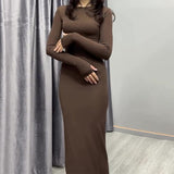 Plataz 2024 Women's Fashion Sexy Tight-Groomed And Comfortable Solid Color Long Dress