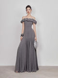 Plataz Dress 2025 Summer Vietnam Design Feeling Sesame Flowers Shoulder Thin Knitted Dress Dress