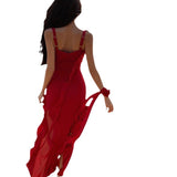 Plataz Girls Slim Skinny Irregular Sheaf Sling Chiffon Skirt Maldives Beach Seaside Dress