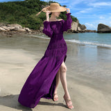 Plataz High-End Feel Shoulder-To-Shoulder Holiday Skirt Women's Summer Sexy Waist A-Shaped Long Skirt Thai Beach Skirt
