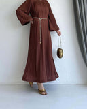 Plataz Muslim Folding Loose-Fashiony Sleek Solid-Colored Dress For Summer 2024