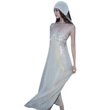 Plataz Summer Vacation Beachside Hanging Neck Beach Dress To Collect Sling Fishtail Dress Female Dress