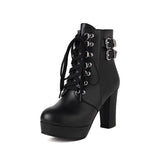 Plataz Size Size Women's Shoes Women's Boots Coarse Heel High Heel Short Boots Lace Martin Boots Autumn And Winter Women's Boots High Quality Shoes