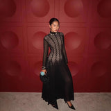 Plataz 2025 Round-Necked Long-Sleeved Umbrella Dress Inside Lace Dress