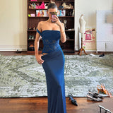 Plataz Autumn 2025 New Long Dress Fashion Style Elegant Body Lace Splicing Slinging Dress DJPT